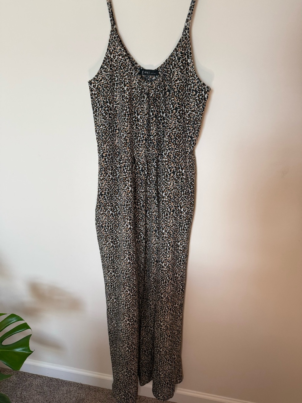 Leopard Print Slip Jumpsuit - Neutral Animal Print-size small